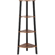 Corner Shelf 4-Tier Industrial Storage Rack Rustic Brown and Black LLS34X