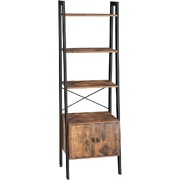 Ladder Bookshelf with Cupboard Rustic Brown