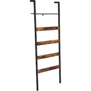 Blanket Ladder Wall-Leaning Rack with Storage Shelf Rustic Brown and Black