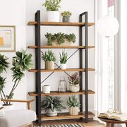 Bookshelf 5-Tier Industrial Stable Bookcase Rustic Brown and Black LLS55BX