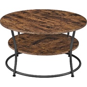 Coffee Round Cocktail Table With Shelf Rustic Brown