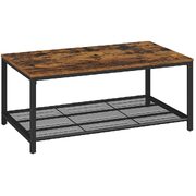 Coffee Table Living Room Table with Dense Mesh Shelf Large Storage Space Rustic Brown