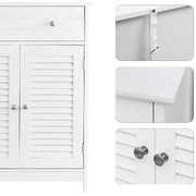 Floor Cabinet with Drawer and 2 Slat Doors White BBC51WT