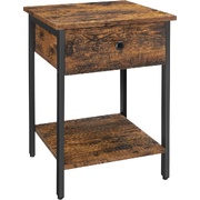 End Table With Drawer And Shelf Rustic Brown And Black