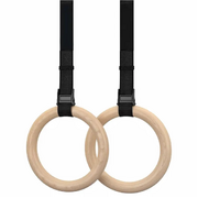 Wooden Gymnastic Rings With Adjustable Straps Heavy Duty Exercise Gym Rings Wooden