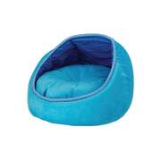 Cozy Cat Bed - Fleece Blue Monaco Lounge Couch Cave with Plush Cushion