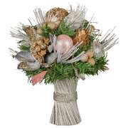  33cm Christmas Bouquet Pre Decorated Holiday Floral Arrangement w/Jewelled Bauble