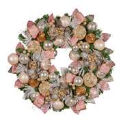 71cm Christmas Wreath Lush Pink Front Door Decoration Jewelled Baubles Flowers Pine Cones