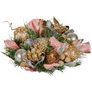  26cm Christmas Centrepiece Lush Green Holiday w/Jewelled Baubles, Foliage, Flowers