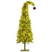 7.5ft Gremlin Christmas Tree Curved Top w/ Red Baubles & LED Lights