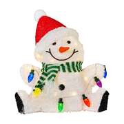 40cm Sitting Christmas Snowman Display with Lights - Elegant