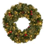 Christabelle 61cm Christmas Wreath Bristle Berry with LED Lights Front Door Decoration Ornament Premium Quality Design