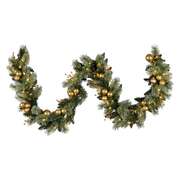 2.7m Christmas Garland with Gold Baubles and LED Lights Mantle Decoration Ornament