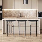 Bar Stool W/ High-density Foam Upholstered In PU Leather Black And Beige