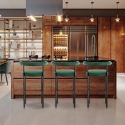 Bar Stool With High-Density Foam Upholstery In Pu Leather, Green