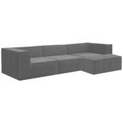 Novi 3-Seater Modular Sofa with Ottoman in Grey Non-Slip Bottom Lounge