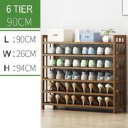 6 Tier Tower Bamboo Wooden Shoe Rack Corner Shelf Stand Storage Organizer