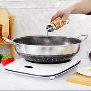 316 Stainless Steel Non-Stick Stir Fry Kitchen Wok Pan Without Lid Honeycomb Double Sided