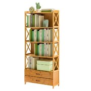 Bamboo Bookshelf Storage Rack Shelf Stand Bookcase Holder Display Drawers