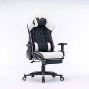 Gaming Chair Ergonomic Racing Chair Reclining Seat 3D Armrest Footrest Black White