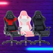 7 RGB Lights Bluetooth Speaker Gaming Chair Pink White