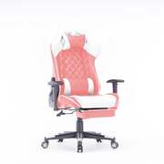 Gaming Chair Ergonomic Racing Chair Reclining Gaming Seat 3D Armrest Footrest Pink White