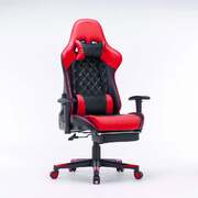 Gaming Chair Ergonomic Racing Chair Reclining Gaming Seat 3D Armrest Footrest Red Black