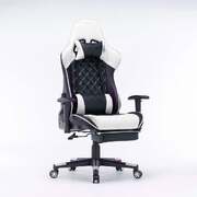 Gaming Chair Ergonomic Racing Chair Reclining Gaming Seat 3D Armrest Footrest White Black