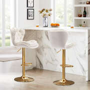 Swivel Bar Stools Set of 2 Counter Height Barstools with Back Velvet  (Ivory)