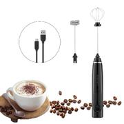 USB Charging Electric Egg Beater Frother with 2 Stainless Steel Whisks (Black)