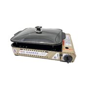 Portable Gas Burner Stove With Inset Non Stick Cooking Pan Cooker Butane Camping 60Mm