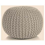 Elegant Beige Ottoman Pouffe Footstool: Hand-Knitted Comfort