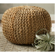 Hand-Knitted Ottoman Jute Pouffe