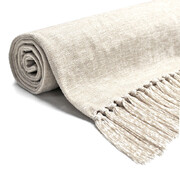 Acrylic Chenille Tassel Knitted Blanket Bed Sofa Throw Rug (White)