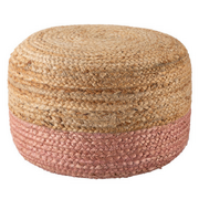 Cozy and Stylish Hand Jute Cotton Pouf Ottoman in Pink