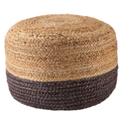 Cozy and Stylish Hand Jute Cotton Pouf Ottoman in Charcoal