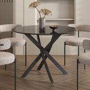 Round Marble-Effect Table - Black