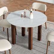 Willowmarble Round Dining Table Modern Marble-Effect Kitchen Dining Furniture For Home