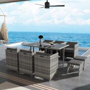 Bali 11 Piece Outdoor Dining Set - Grey