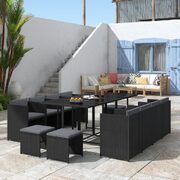 Bali 13PC  Outdoor Dining Set - Black