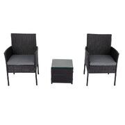 3Pc Outdoor Table And Chairs Set-Black