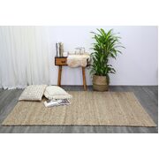 Black Natural Basket Weave Jute Rug 190x280cm