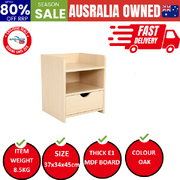 Bedside Table Storage Nightstand 1 Drawer 2 Shelf - Lark Oak