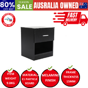 Bedside Table Storage Nightstand 1 Drawer 1 Shelf - Ella Black