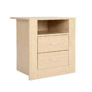 Bedside Table Storage Nightstand 2 Drawer 1 Shelf - Zuri Oak