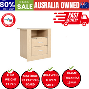 Bedside Table Storage Nightstand 2 Drawer 1 Shelf - Zuri Oak