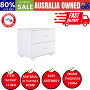 Bedside Table Storage Nightstand 2 Drawer Legs - Etta White