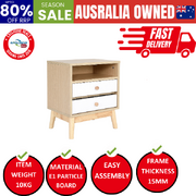 Bedside Table Storage Nightstand 2 Drawer - Anya Oak