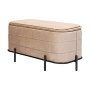 Coffee table storage ottoman - velvet blanket box bench demi - camel beige