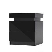 Bedside Table 2 Drawers Rgb Led Cabinet Nightstand - Aurora Black